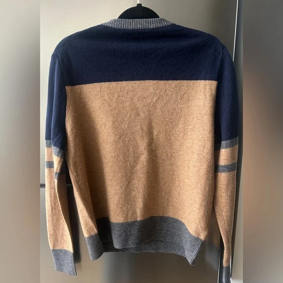J.Crew 100% Lambswool Color Block Sweater M - Picture 2 of 7